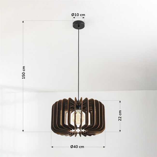Inzai pendant lamp in dark wood – round
