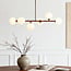 6-light pendant light Aster - brown with opal white glass