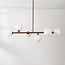 6-light pendant light Aster - brown with opal white glass