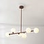 6-light pendant light Aster - brown with opal white glass