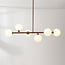 6-light pendant light Aster - brown with opal white glass