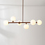 Aster pendant lamp design - brown with opal white glass, 6-light