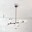 6-light pendant light Aster - brown with opal white glass