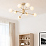 Idaho ceiling lamp design - beige with opal white glass, 8-light