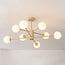 8-light ceiling light Idaho - beige with opal white glass