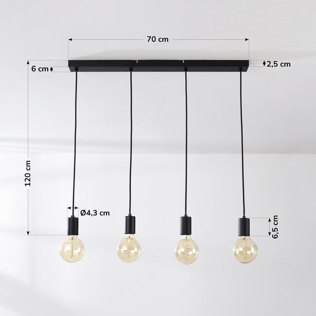 Nivelle 4-light cord pendant - black