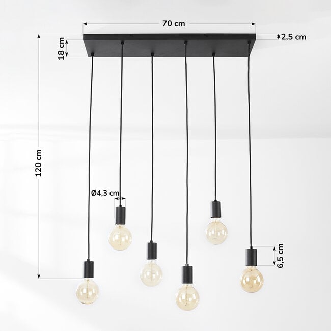 Nivelle 6-light cord pendant - black