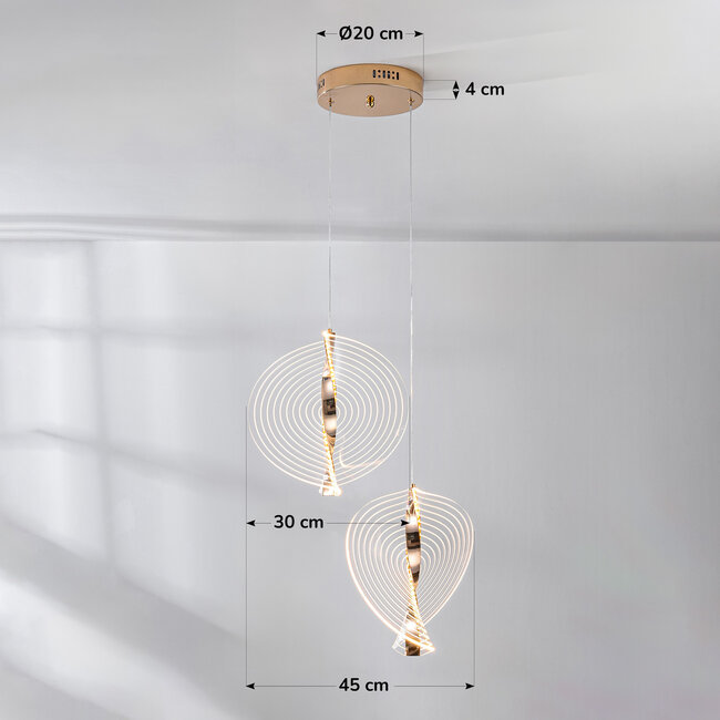 Pendant light Luminex with 3-step dimmable LEDs - gold