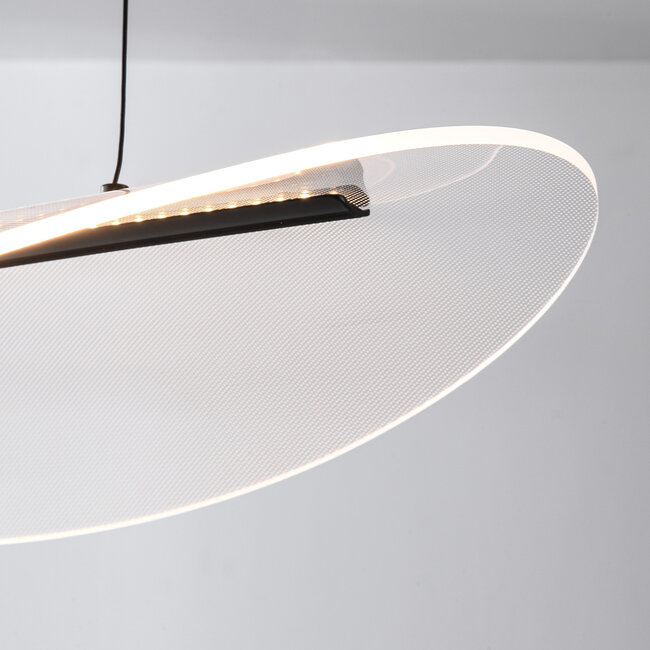 Flectra designer pendant lamp with 3-step dimmable LEDs and grid pattern - black