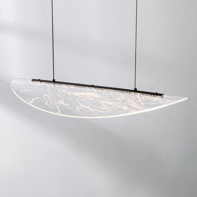 3-step dimmable designer pendant lamp Flectra with marble pattern - Black