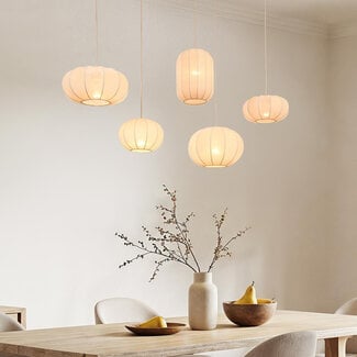 Canvas 5-light pendant light - beige fabric