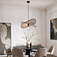 Designer pendant light Sapca, beige linen with black accents