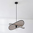 Designer pendant light Sapca, beige linen with black accents