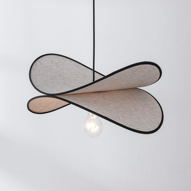 pendant light Sapca - beige linen with black accents