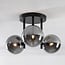 Elora 3-light ceiling light - black with smoked glass