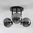 Elora 3-light ceiling light - black with smoked glass