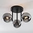Elora 3-light ceiling light - black with smoked glass