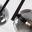 3-light Black ceiling lamp Elora with smoked glass