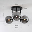 3-light Black ceiling lamp Elora with smoked glass