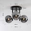 Elora 3-light ceiling light - black with smoked glass
