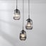 Design pendant light Isara with ribbed smoked glass, 3-light