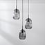 Isara designer lighting pendant lamp with ribbed smoked glass, 3-light