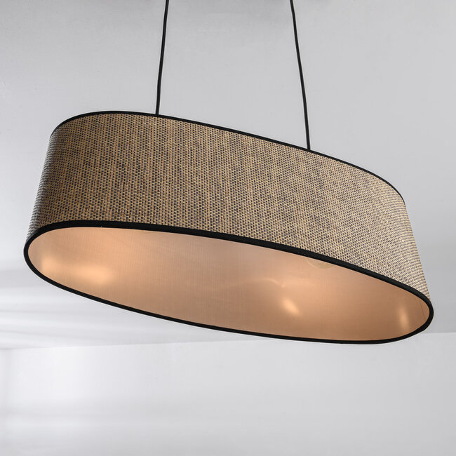 2-light modern pendant lamp Esmora Black with oval fabric shade