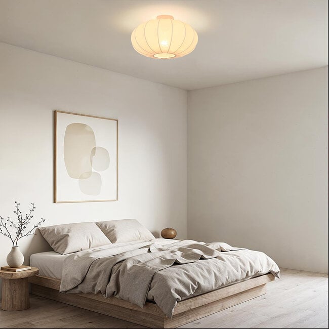 Linen 1-light ceiling light - beige fabric