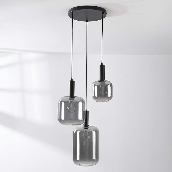 Rustique 3-light pendant with smoked glass