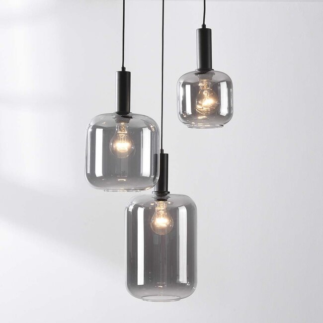 Rustique 3-light pendant with smoked glass