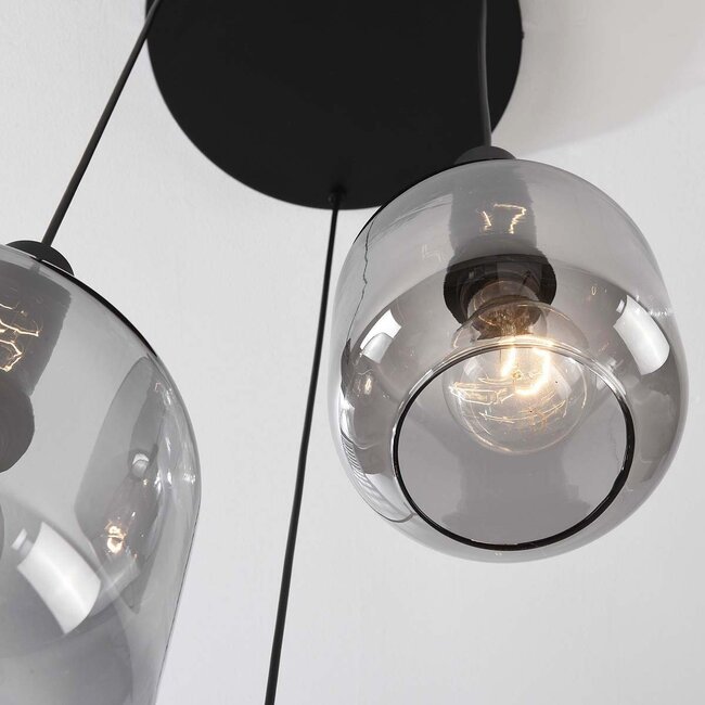 Rustique 3-light pendant lamp with smoked glass