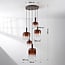 Rustique 5-light pendant light - bronze with light brown glass
