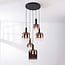 Rustique 5-light pendant light - black with dark brown glass