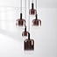 Rustique 5-light pendant light - black with dark brown glass