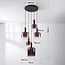 Rustique 5-light pendant light - black with dark brown glass