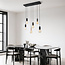 Industrial cord pendant Caverna 6-light with marble details (excluding E27 bulbs)