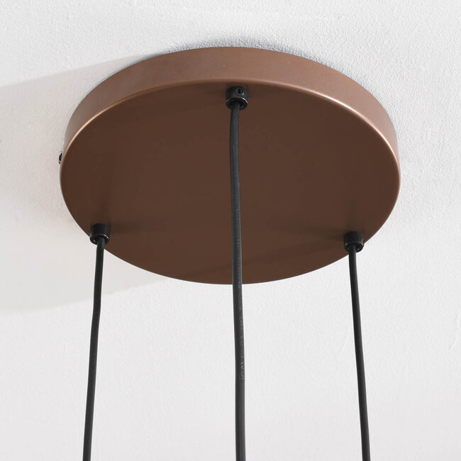 Pendant Light Dijon in brown with three glass globes with ombre effect