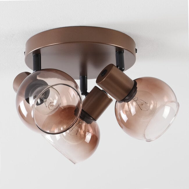 Terra 3-light ceiling light - brown ombre glass