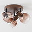 Terra ceiling light in brown with three glass globes