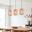 Terre 3-light pendant light - black metal and natural shades