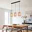 Terre 3-light pendant light - black metal and natural shades