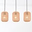 Terre 3-light pendant light - black metal and natural shades