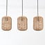 Terre 3-light pendant light - black metal and natural shades
