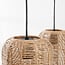 Terre 3-light pendant light - black metal and natural shades