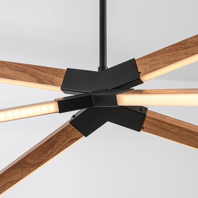 Designer pendant light Stellar with integrated 3-step dimmable LEDs - wood effect
