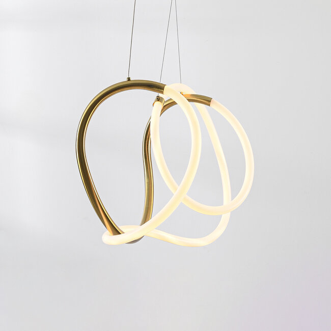 Designer pendant light Lunara with integrated 3-step dimmable LEDs - gold