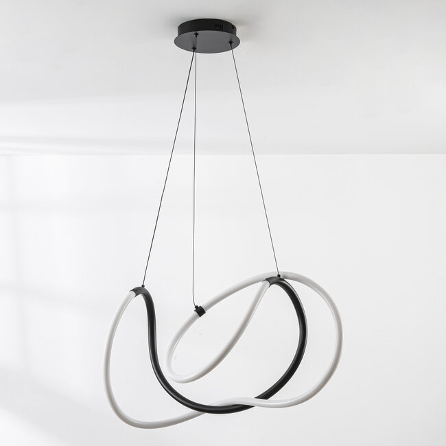 Designer pendant light Lunara with integrated 3-step dimmable LEDs - black