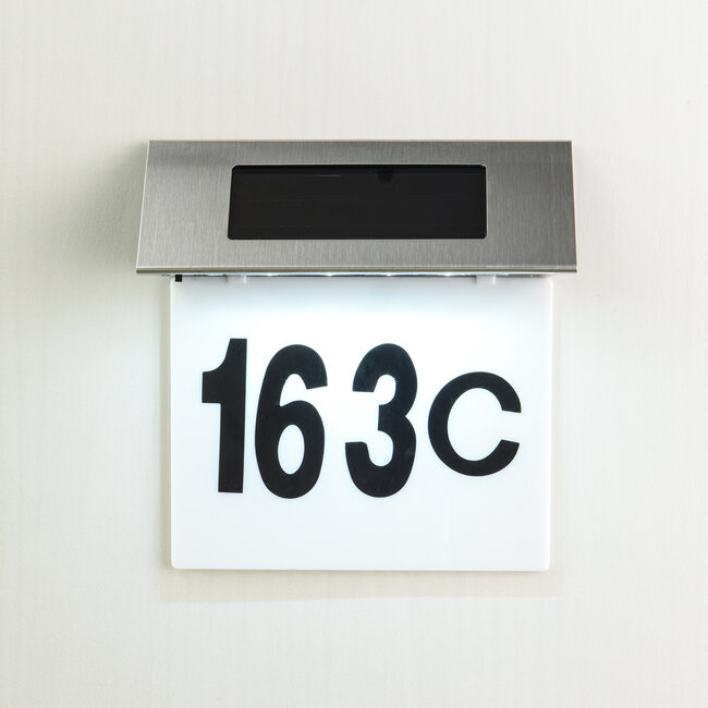 Outdoor wall light Flarex with house number - solar