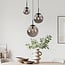 Modern pendant light Marui black with three smoked glass globes