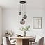Modern pendant light Marui black with three smoked glass globes